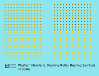 Western Maryland, Reading Roller Bearing Symbols  Yellow  - Decal - Choose Scale