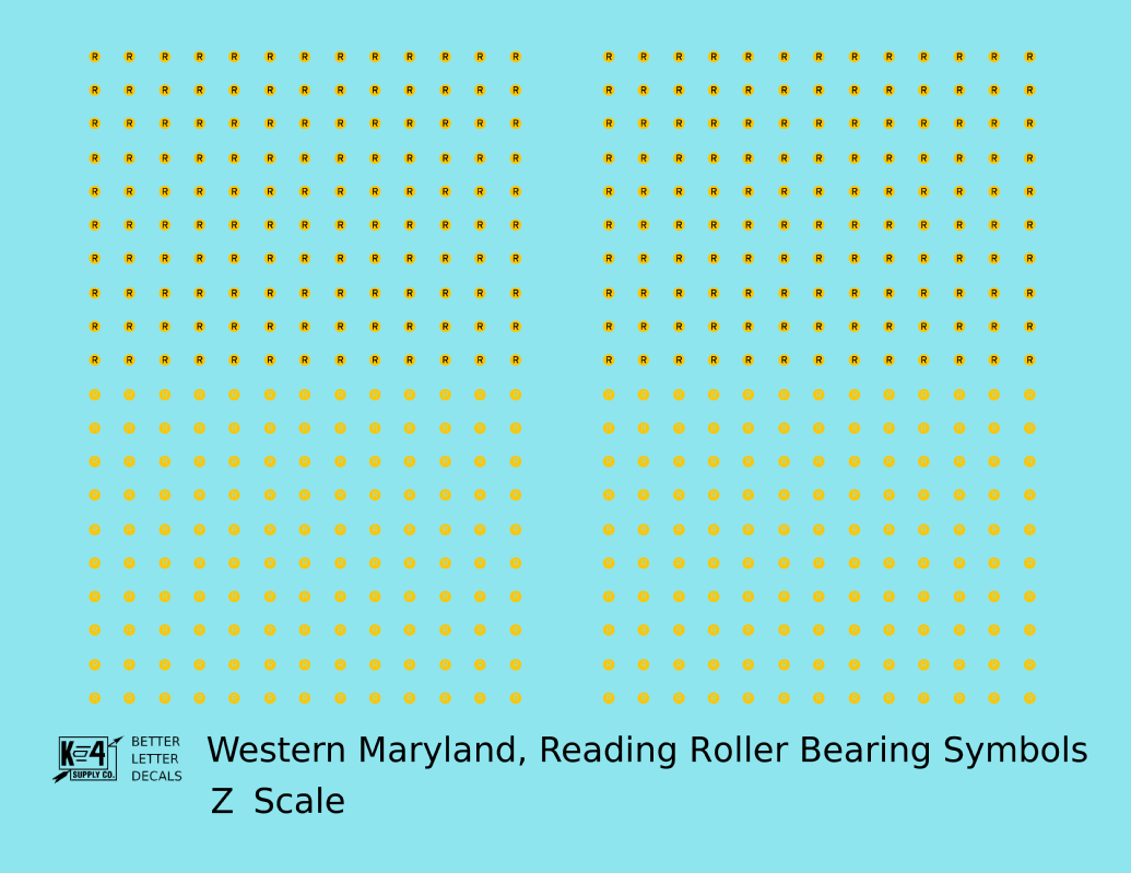 Western Maryland, Reading Roller Bearing Symbols  Yellow