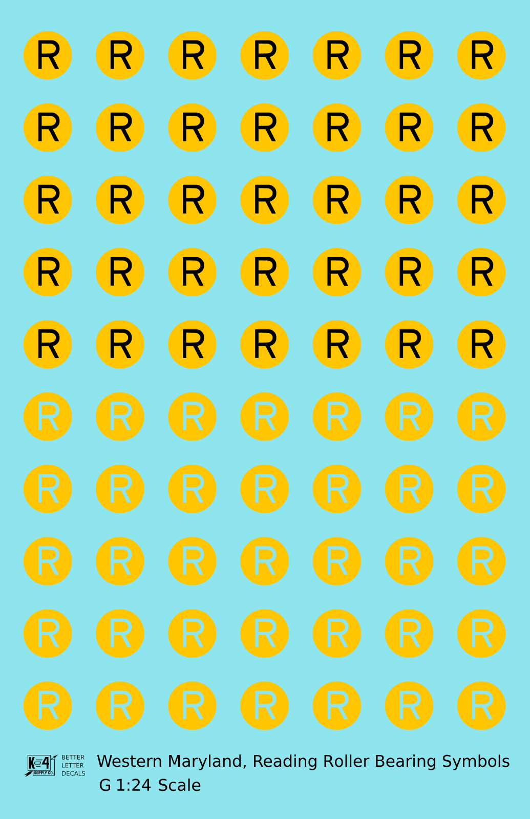 Western Maryland, Reading Roller Bearing Symbols  Yellow