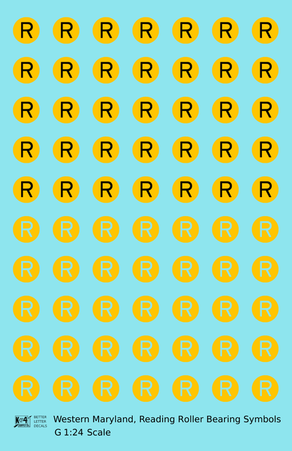 Western Maryland, Reading Roller Bearing Symbols  Yellow