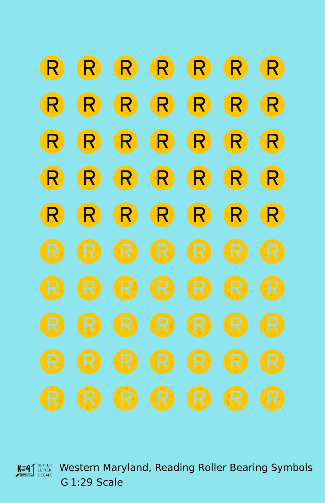 Western Maryland, Reading Roller Bearing Symbols  Yellow