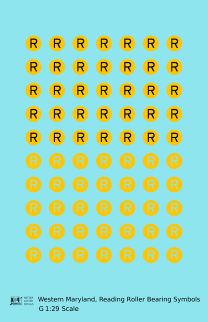 Western Maryland, Reading Roller Bearing Symbols  Yellow