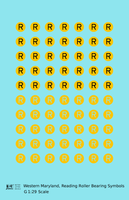 Western Maryland, Reading Roller Bearing Symbols  Yellow  - Decal - Choose Scale