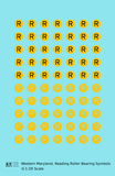 Western Maryland, Reading Roller Bearing Symbols  Yellow  - Decal - Choose Scale