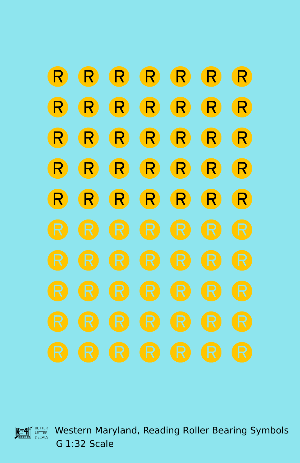 Western Maryland, Reading Roller Bearing Symbols  Yellow