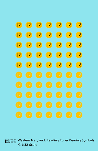 Western Maryland, Reading Roller Bearing Symbols  Yellow