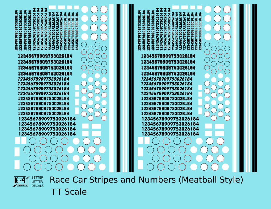 Vintage Style Meatball and Square Race Car Numbers