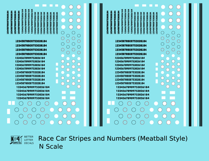 Vintage Style Meatball and Square Race Car Numbers