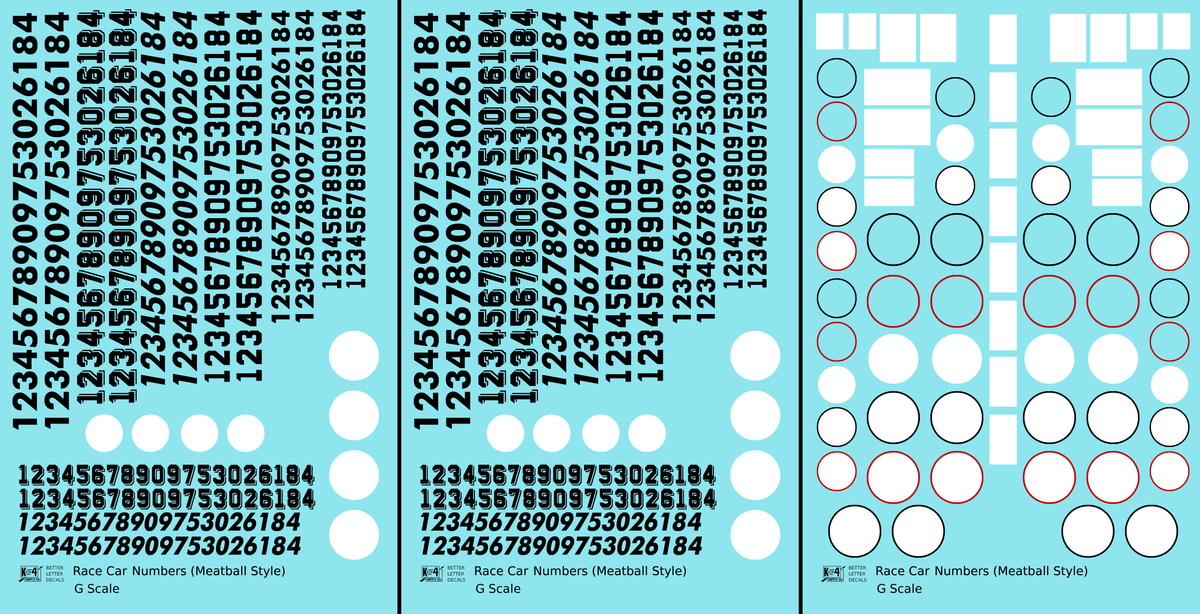 Vintage Style Meatball and Square Race Car Numbers