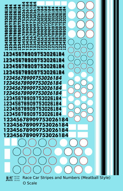 Vintage Style Meatball and Square Race Car Numbers