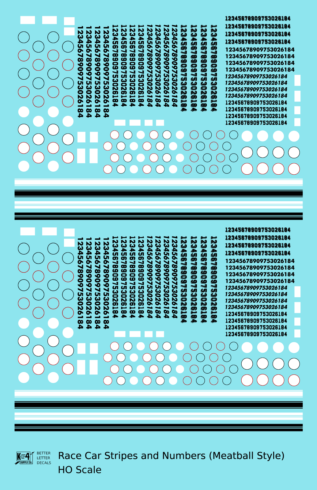 Vintage Style Meatball and Square Race Car Numbers