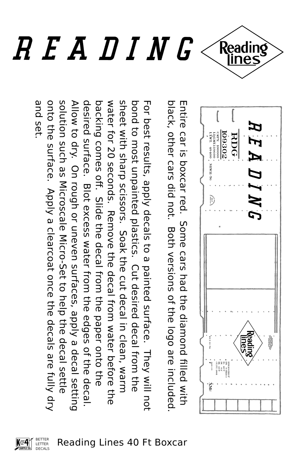 Reading 40 Ft Boxcar White Diamond Logo