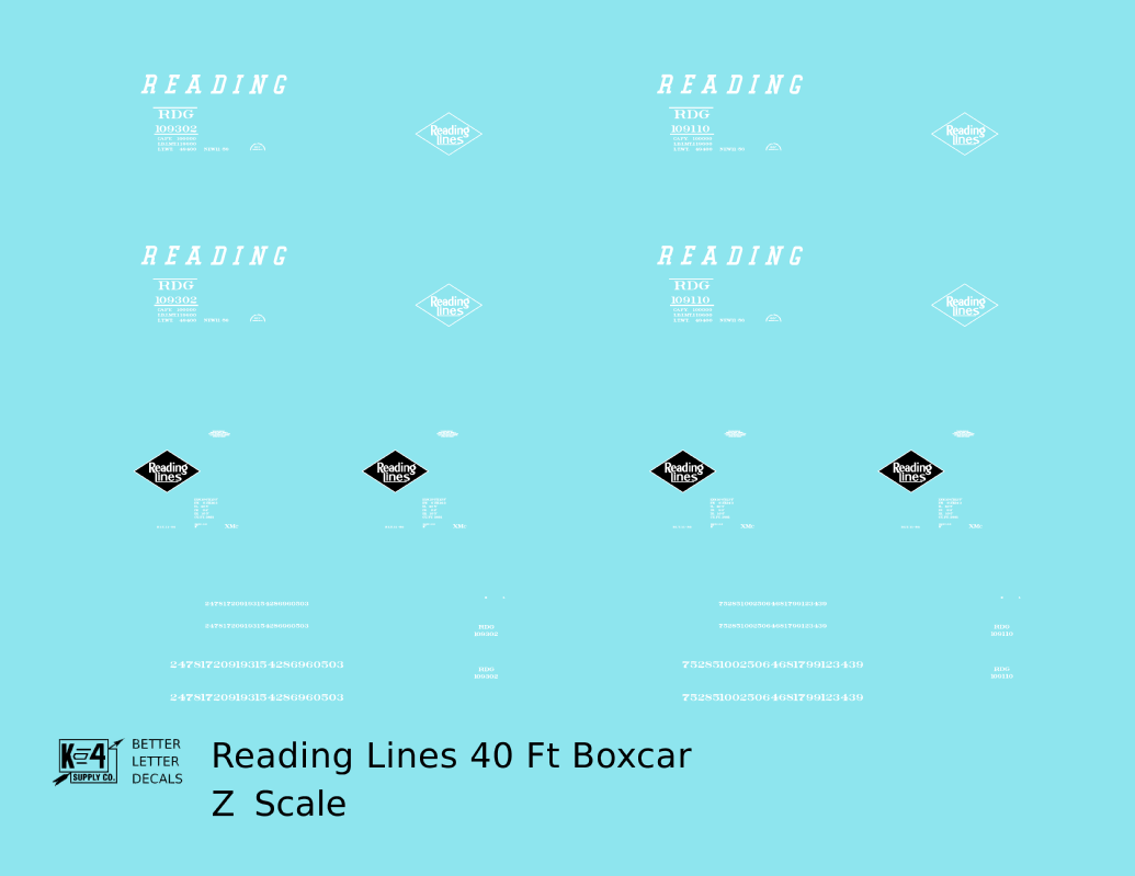 Reading 40 Ft Boxcar White Diamond Logo