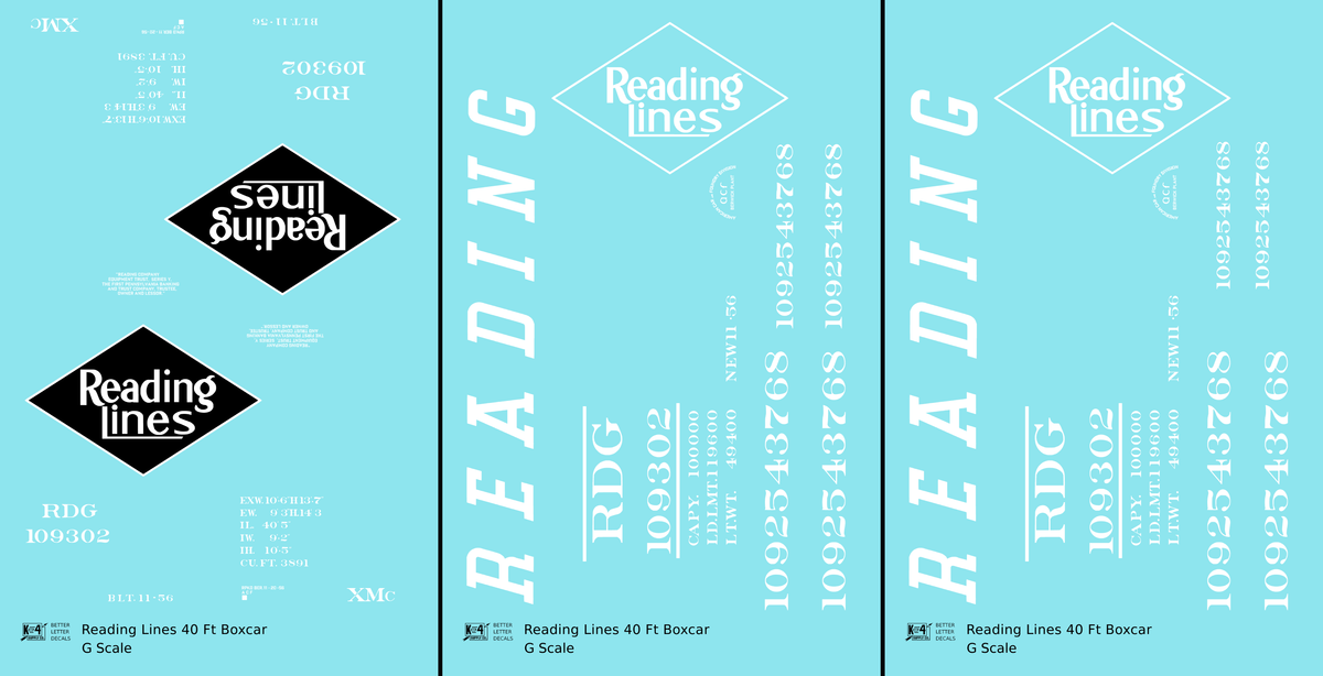 Reading 40 Ft Boxcar White Diamond Logo