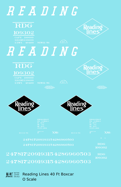 Reading 40 Ft Boxcar White Diamond Logo