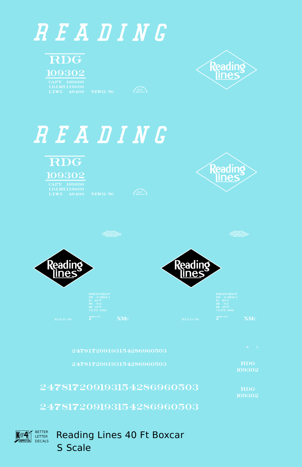 Reading 40 Ft Boxcar White Diamond Logo