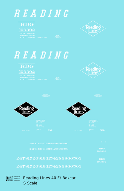 Reading 40 Ft Boxcar White Diamond Logo