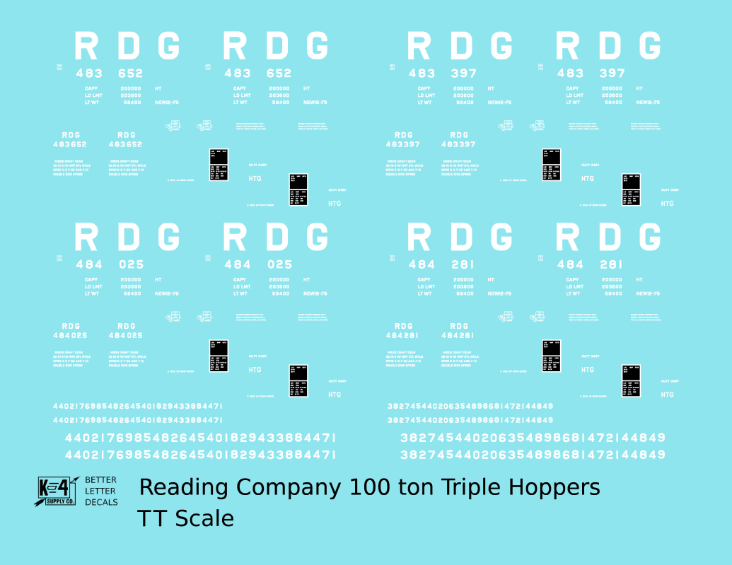 Reading Three Bay Hopper White Big RDG