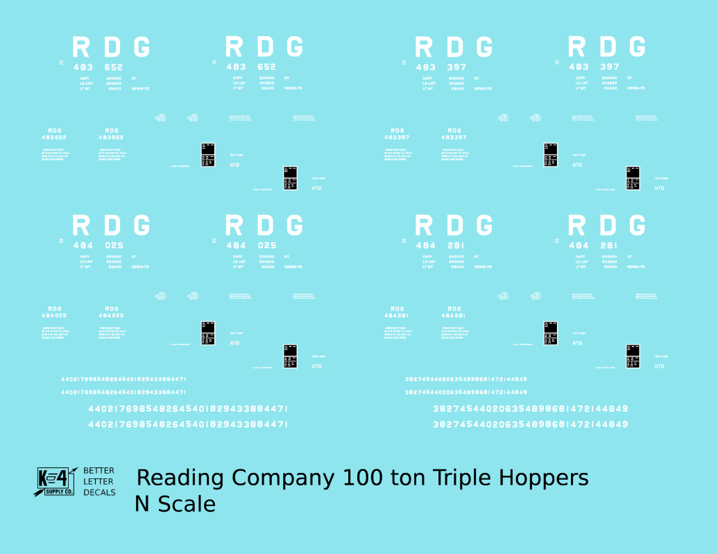 Reading Three Bay Hopper White Big RDG