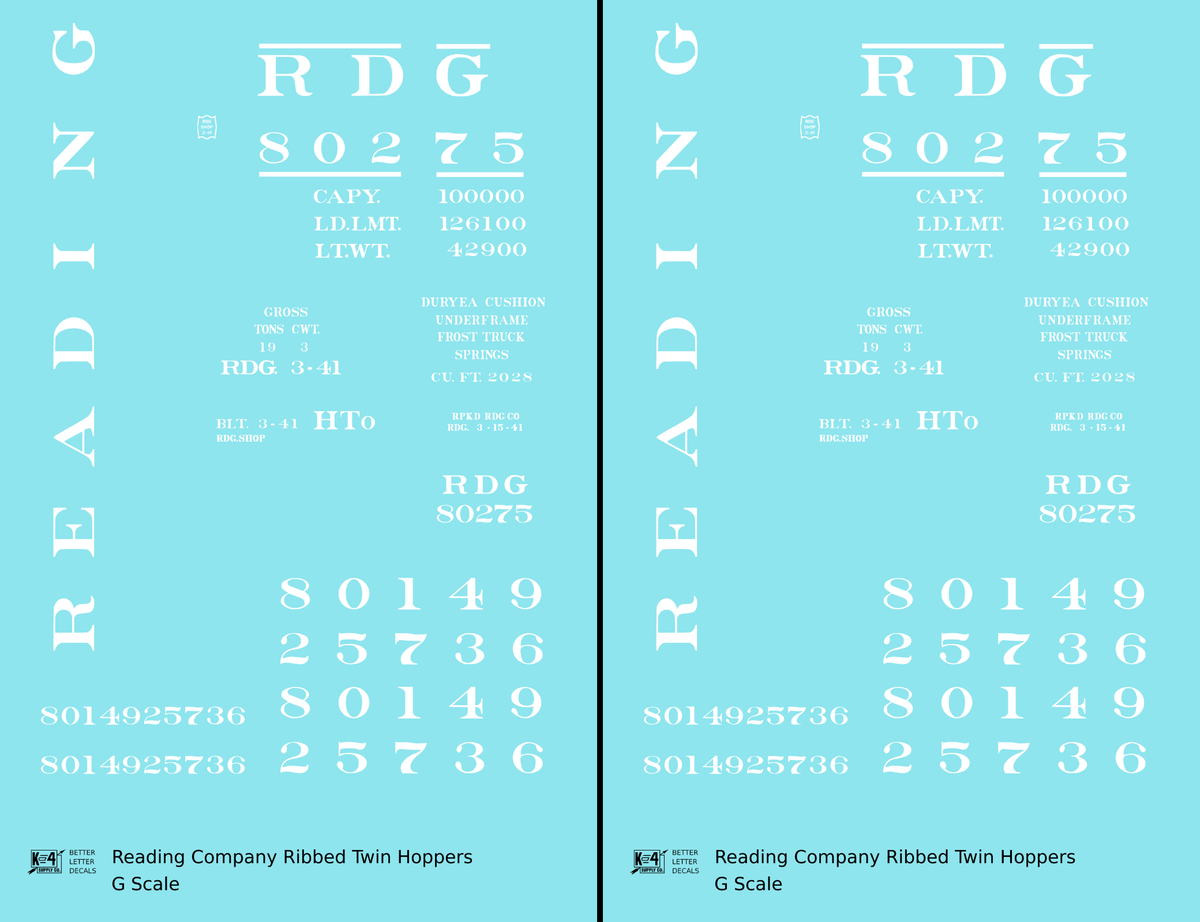 Reading Ribbed Twin Hopper White Roman Letter