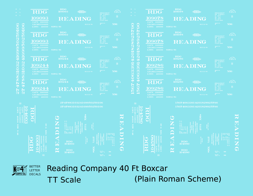 Reading 40 Ft Boxcar White Plain Scheme