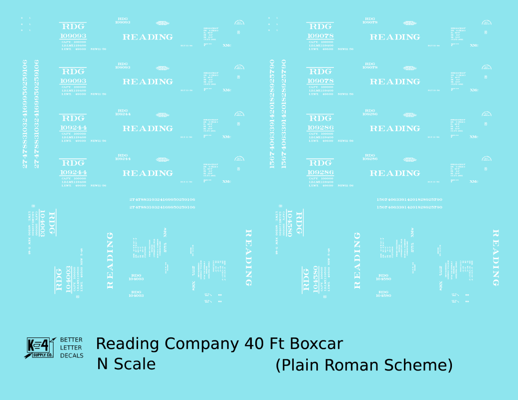 Reading 40 Ft Boxcar White Plain Scheme