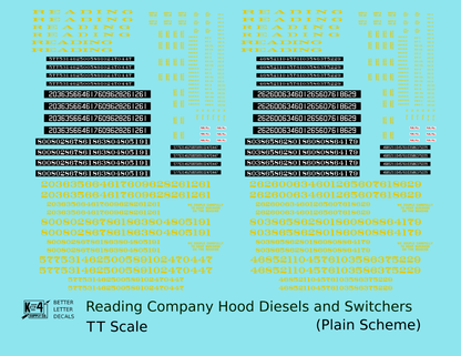 Reading Diesel Locomotive Dulux Gold Early Plain Scheme - Decal - Choose Scale