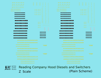 Reading Diesel Locomotive Dulux Gold Early Plain Scheme - Decal - Choose Scale