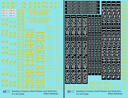 Reading Diesel Locomotive Dulux Gold Early Plain Scheme - Decal - Choose Scale