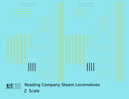 Reading Steam Locomotive Dulux Gold  - Decal - Choose Scale