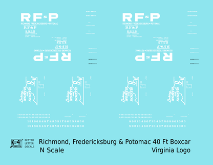 Richmond Fredericksburg & Potomac 40 Boxcar RF&P Virginia Logo 
