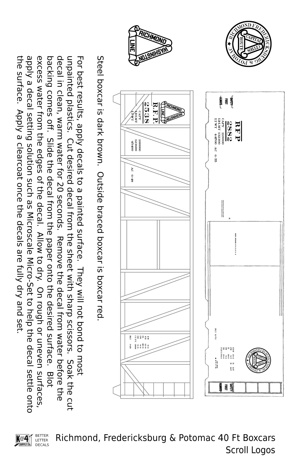 Richmond, Fredericksburg & Potomac 40 Boxcar RF&P Scroll Logos 
