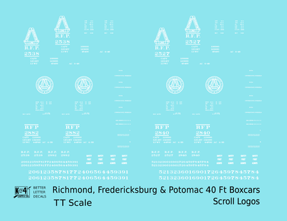 Richmond, Fredericksburg & Potomac 40 Boxcar RF&P Scroll Logos 