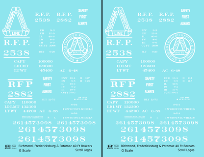 Richmond, Fredericksburg & Potomac 40 Boxcar RF&P Scroll Logos 