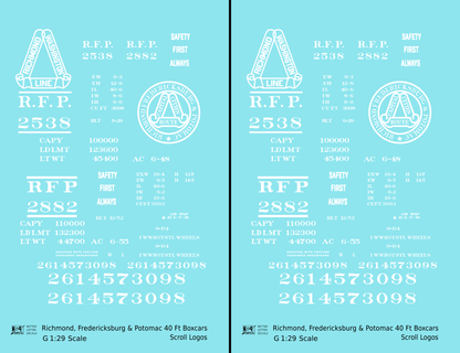 Richmond, Fredericksburg & Potomac 40 Boxcar RF&P Scroll Logos 
