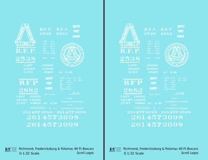 Richmond, Fredericksburg & Potomac 40 Boxcar RF&P Scroll Logos 