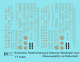 Richmond, Fredericksburg and Potomac Heavyweight Passenger Car Bronze Gold As Built Lettering - Decal - Choose Scale