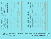 Richmond, Fredericksburg and Potomac Sleeper Passenger Car Gold, Black, Silver Pool Cars - Decal - Choose Scale