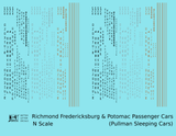 Richmond, Fredericksburg and Potomac Sleeper Passenger Car Gold, Black, Silver Pool Cars - Decal - Choose Scale