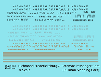 Richmond, Fredericksburg and Potomac Sleeper Passenger Car Gold, Black, Silver Pool Cars