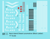 Rock Island Diesel Locomotive White Block Lettering