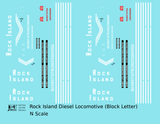 Rock Island Diesel Locomotive White Block Lettering