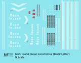 Rock Island Diesel Locomotive White Block Lettering