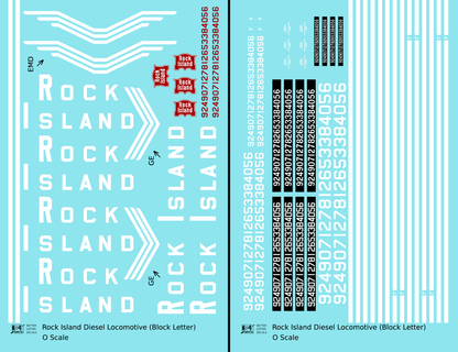 Rock Island Diesel Locomotive White Block Lettering