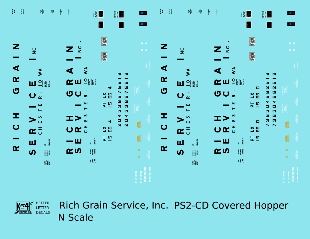 Rich Grain Service, Inc. PS-2CD Covered Hopper Black Chester, Iowa