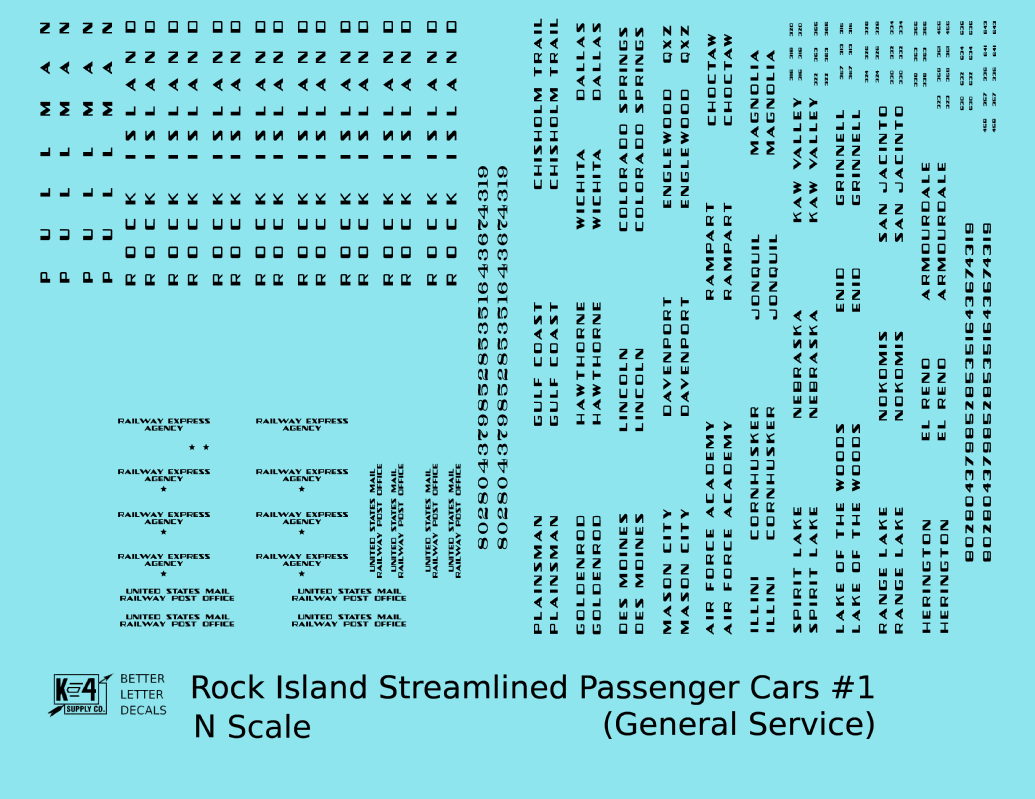 Rock Island Streamlined Passenger Car Black General Service Cars #1