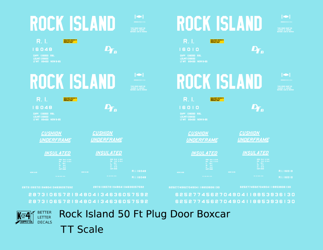 Rock Island 50 Ft Plug Door Boxcar Cushion Underframe Insulated