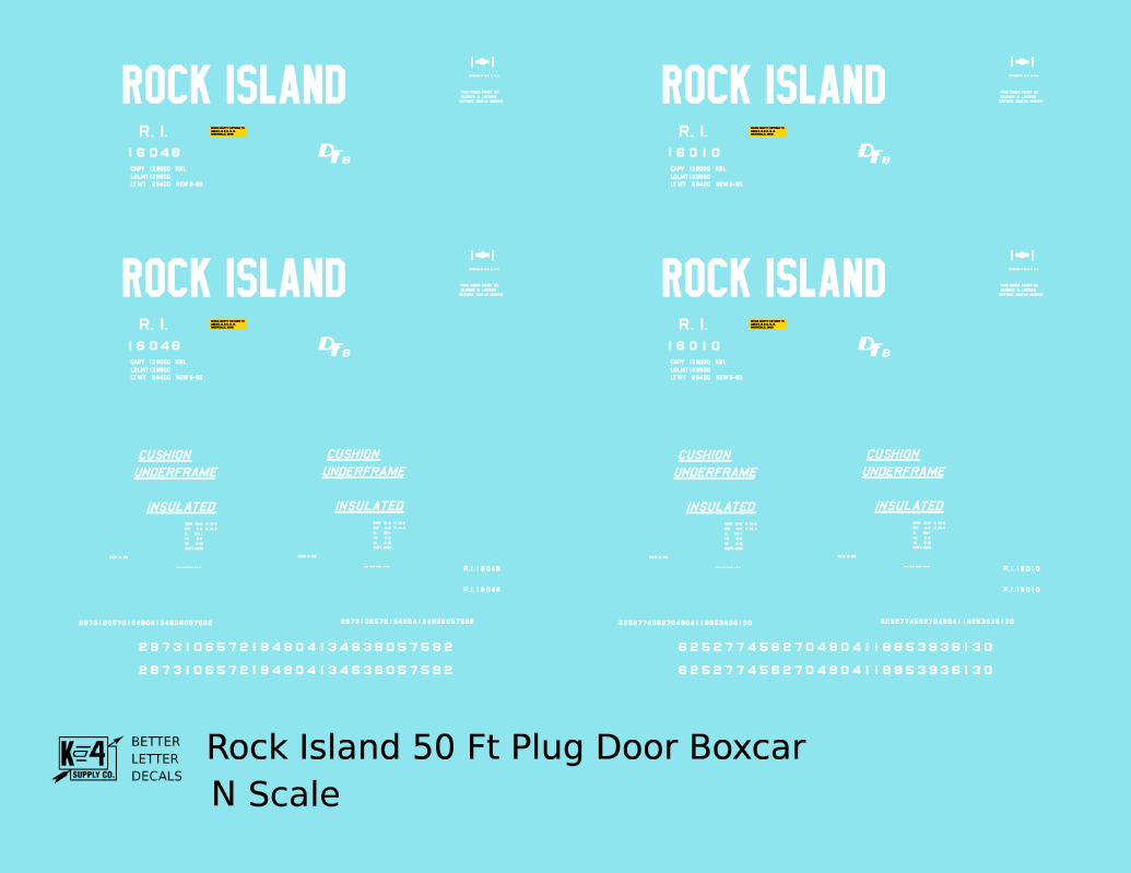Rock Island 50 Ft Plug Door Boxcar Cushion Underframe Insulated