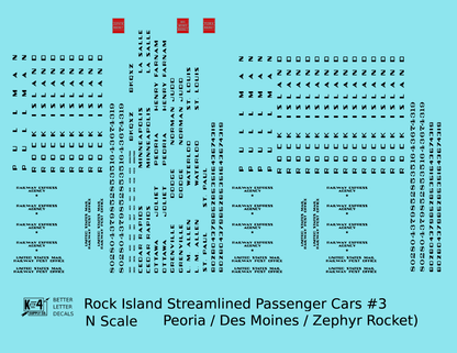 Rock Island Streamlined Passenger Car Black Peoria/Des Moines/Zephyr Rocket