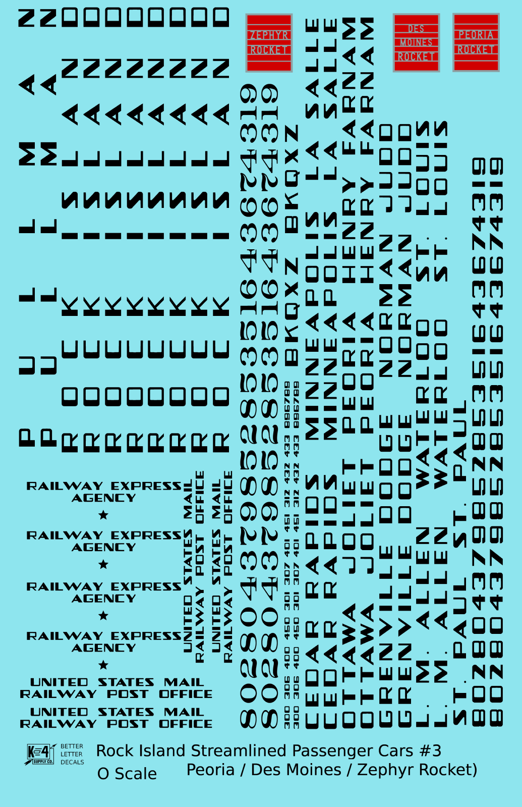 Rock Island Streamlined Passenger Car Black Peoria/Des Moines